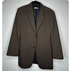 Marni Rich Chocolate Brown Two Button Notched Collar Wool Blazer Jacket 44